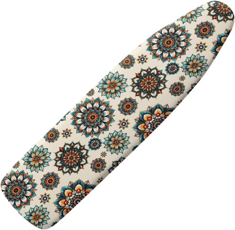 Vanideaoty Boho Floral Ironing Board Cover Standard Size, Elastic Edge Vintage Home Decoration, Hook and Loop Fasteners, Heat Reflective 15 x 54 Inch - Image 1